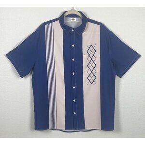 FYDUDE Catch The Wave Mens Shirt Large Short Sleeve Bowling Style Button Up